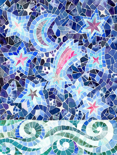 Anna Victoria Calderon, Watercolor Mosaic, Watercolor Stars, Paint With Watercolors, Paper Mosaic, Art Retreats, Watercolor Sketching, Watercolor Designs, Watercolour Inspiration