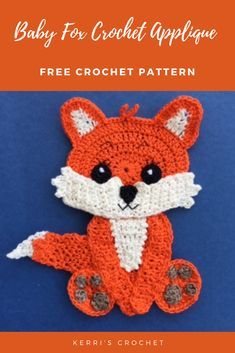 How To Crochet A Fox Free Pattern, Crochet Woodland Animals Applique Free Pattern, Fox Crochet Pattern Free Blanket, Crochet Fox Applique Pattern Free, Crochet Application Pattern Free, Knitted Appliques Free Pattern, Fox Applique Pattern Free, Crochet Apliques Animals Free Pattern, Crocheted Fox Pattern Free