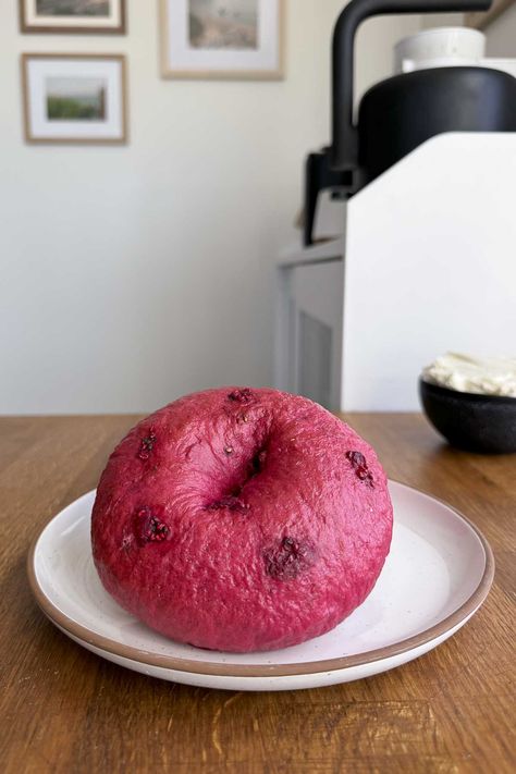 Raspberry Sourdough Bagels - Jesha's Strawberry Bagels Sourdough, Sourdough Strawberry Bagels, Strawberry Sourdough Bagels, Sourdough Jesha, Raspberry Sourdough, Strawberry Bagels, Bagels Recipe Homemade, Strawberry Sourdough, Bagel Flavors