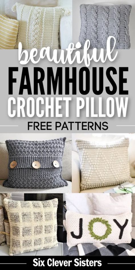 Farmhouse Crochet, Crochet Pillow Patterns Free, Crochet Cushion Pattern, Beau Crochet, Pillow Covers Pattern, Pillow Patterns, Crochet Pillow Cover, Crochet Cushion Cover, Crochet Pillow Pattern