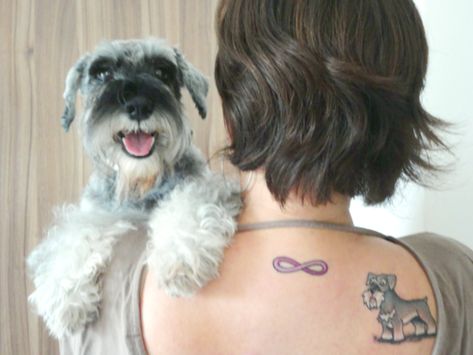 Schnauzer Tattoo Minimalist, Mini Schnauzer Tattoo, Schnauzer Tattoo Ideas, Schnauzer Tattoo, Baby Dory, Schnauzer Art, Bulldog Tattoo, Dog Paw Tattoo, Mini Schnauzers