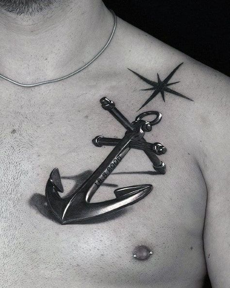 Anker Tattoo Design, Anchor Tattoo Meaning, Small Anchor Tattoos, Anchor Tattoo Design, Anker Tattoo, Mens Shoulder Tattoo, Anchor Tattoos, Cool Chest Tattoos, Chest Tattoos For Women