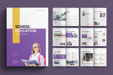 School Education Brochure Layout Design Template, Print Templates ft. school & brochure - Envato School Brochure Design Ideas, School Brochure Design, School Magazine Ideas, Brochure Layout Design, Architecture Brochures, Education Brochures, School Brochure, Brochure Design Layout, Book Creator