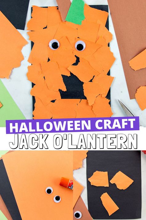 Easy Construction Paper Jack O Lantern Craft • Kids Activities Blog Paper Jack O Lantern, Jack O Lantern Craft, Library Halloween, Jack O Latern, Class Crafts, Preschool Art Projects, Lantern Art, Lantern Craft, Craft Kids