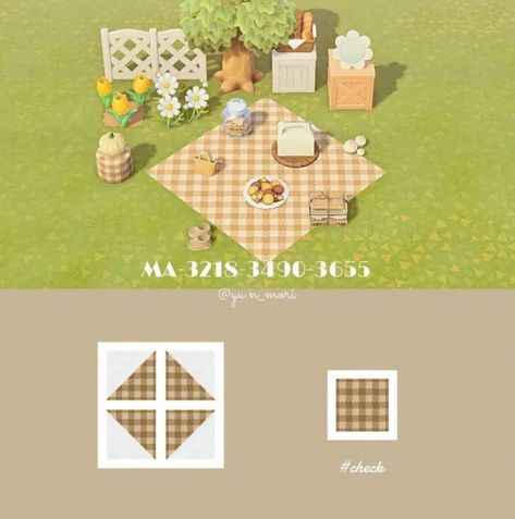 Cottage Core Animal Crossing, Picnic Blanket Pattern, Cottagecore Ideas, Cottagecore Animal Crossing, Acnh Cottagecore, Animal Crossing 3ds, Fall Picnic, Animal Crossing Qr Codes Clothes, Animal Crossing Wild World