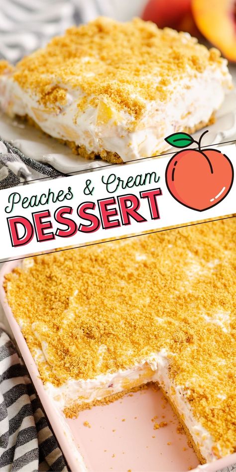 Desserts Peach, Peaches And Cream Recipe, Peaches And Cream Dessert, Peach Desserts Easy, Peaches Cream Cheese, 2 Ingredient Cookies, Fresh Peach Recipes, Whipped Cream Desserts, Peach Dessert