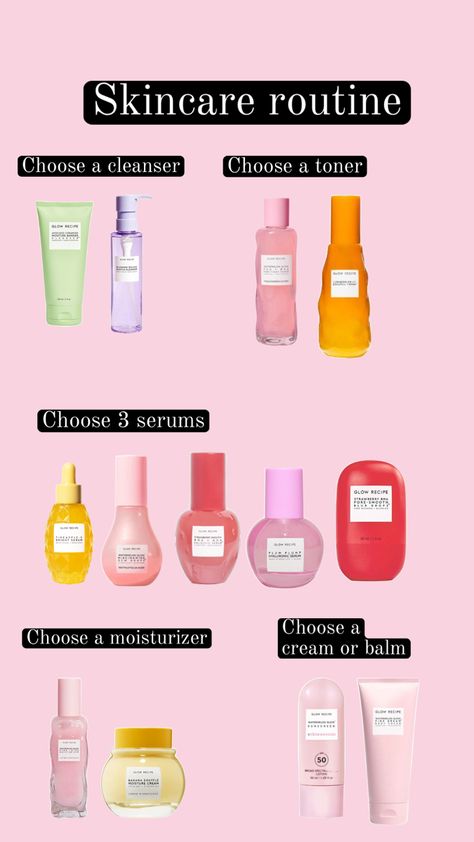 Skincare routine Glow Recipe Skincare, Glow Recipe, Strawberry Recipes, Moisturizer Cream, Glow Up?, Skincare Routine, Toner, The Balm, Lotion