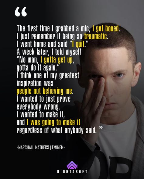 Marshall mather Eminem motivation quotes to inspire young entrepreneurs Eminem Motivational Quotes, Eminem Motivation, Eminem Birthday, Entitlement Quotes, Billionaire Quotes, Eminem Songs, Fire Quotes, Eminem Quotes, Eminem Slim Shady