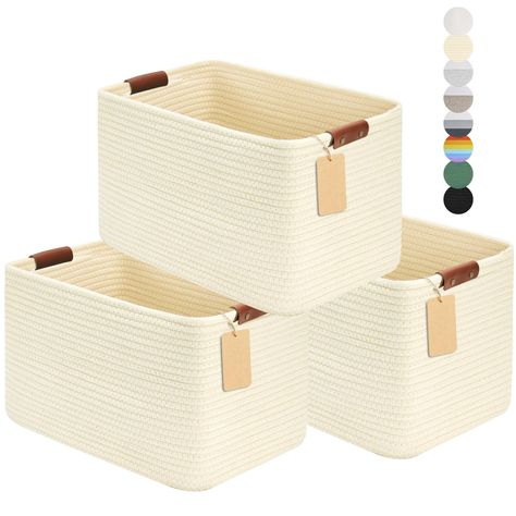 PRICES MAY VARY. 【Multi-Purpose Cube Storage Basket】The dimension of each storage basket is 15"Lx11"Wx9.5"H, large capacity, convenient to store more daily necessities. With 3 pack cotton rope storage baskets, you can classify your things to different baskets as you need. Therefore you can sort your clothes, blankets, pillows, towels, comforters, kids toys, baby products, books, cosmetics, magazines in different baskets. Find a Place for Small Household Essentials and Reduce Clutter Around the H Cube Storage Baskets, Baby Nursery Storage, Baskets For Storage, Baskets For Shelves, Rope Baskets, Shelves Storage, Decorative Baskets, Baby Baskets, Basket Organization