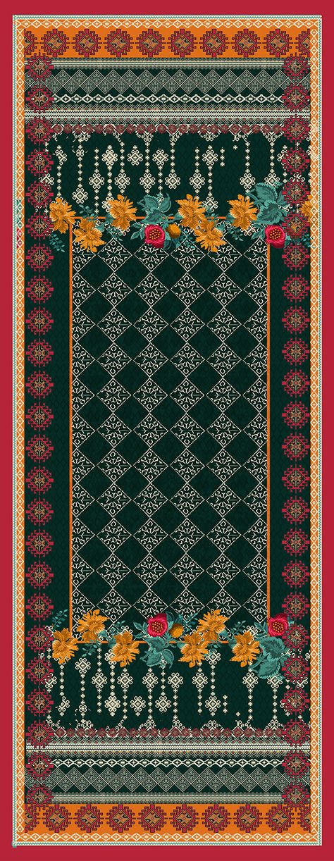 Three Piece designs for lawn and cambric (flatbed) on Behance Dupatta Design, Digital Duppata Design, Digital Dupatta, Traditional Dupatta With Digital Print, Dupatta Designs, Floor-length Dupatta With Digital Print, Traditional Digital Print Dupatta, Dupatta Designs Ideas, Dupatta Digital Print Pattern