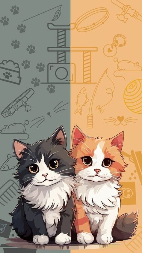 Professional illustration services on Fiverr. Talented freelance illustrators turn ideas into Art. Digital & hand-drawn illustrations. Cat Phone Wallpaper, Tapeta Galaxie, Cute Cat Wallpaper, Dessin Adorable, Anime Cat, Kawaii Wallpaper, Cat Wallpaper, Cute Animal Drawings, Animal Wallpaper