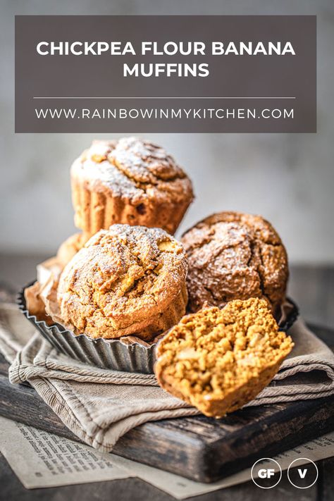 Chickpea Flour Banana Muffins Banana Apple Muffins, Apple Banana Muffins, Chickpea Flour Recipes, Pumpkin Pie Spice Mix, Apple Muffins, Chickpea Flour, Flour Recipes, Healthy Muffins, Canned Coconut Milk