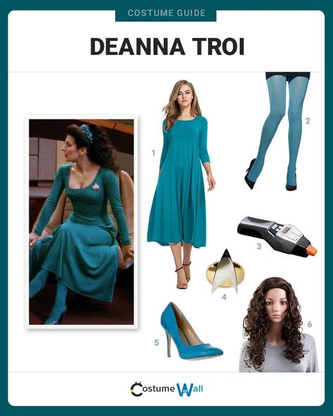 Deanna Troi Outfits, Star Trek Halloween Costumes, Star Trek Costume Women Diy, Deanna Troi Costume, Star Trek Makeup, Star Trek Uniforms Female, Star Trek Dress, Star Trek Diana Troy, Star Trek Cosplay Female