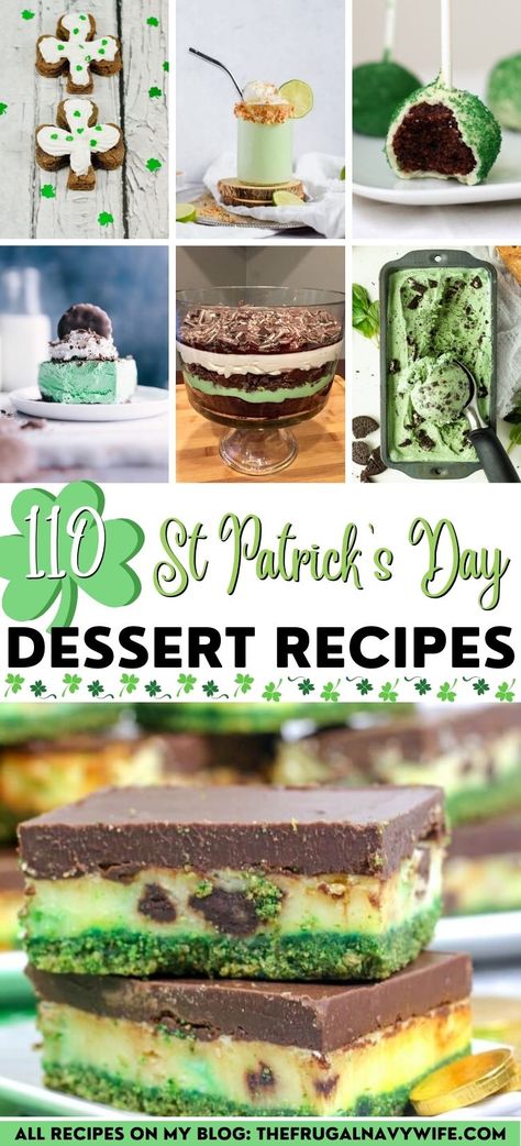 You can't go wrong with these St. Patrick's Day Dessert Recipes, so many delicious choices you'll want to make them all! #stpatricksday #dessert #recipes #frugalnavywife | Dessert Recipes | St Patricks Day | Delicious | Treats | Baking | St Patricks Day Dessert, St Patricks Desserts, Easy Party Desserts, Easy Ice Cream Cake, St Patricks Day Food, Refreshing Drinks Recipes, Cake Mix Cookies, Party Desserts, Easy Cake Recipes