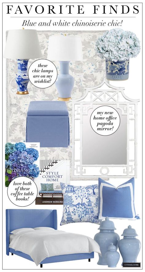 Blue Decor For Bedroom, Blue And White Floral Bedroom, Blue And White Chinoiserie Decor, Blue And White Chinoiserie Bedroom, Blue And White Room Bedroom, Blue And White Bedroom Aesthetic, Chinoiserie Chic Living Room, Modern Chinoiserie Living Room, Blue Home Decor Living Room