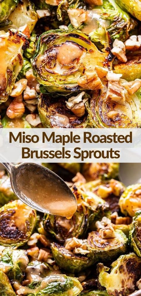 Miso roasted brussels sprouts are crispy, salty, sweet, and a little spicy. They'll be your new favorite way to eat roasted brussels sprouts! #brusselssprouts #miso #roastedvegetables #sidedish #fallrecipes #veganrecipes #vegetarianrecipes Runner Recipes, Recipe Runner, Roasted Brussels Sprouts Recipe, Crispy Brussel Sprouts, Brussel Sprout Recipes Roasted, Sides Dishes, Friends Recipes, Sprouts Recipe, Vegetable Side Dishes Recipes