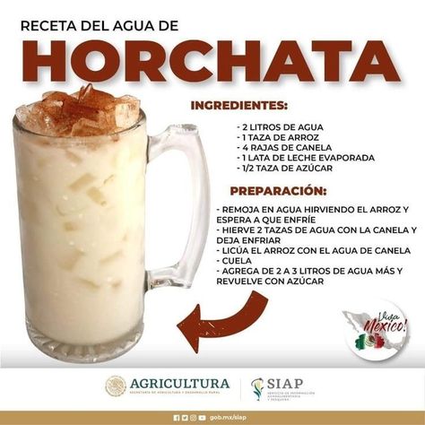 Mexican Drink Recipes, Horchata Recipe, Agua Fresca Recipe, Mexican Drinks, Drink Recipes Nonalcoholic, Refreshing Drinks Recipes, Delicious Drink Recipes, Healthy Drinks Smoothies, Healthy Juice Recipes