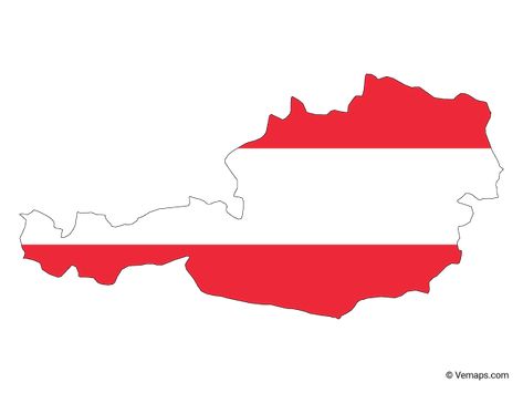 Flag Map of Austria | Free Vector Maps Map Of Austria, Flags Europe, Austria Map, Outline Format, Austria Flag, Country Italy, Stickers Handmade, Germany Flag, Map Outline