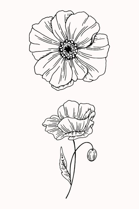 Traditional Poppy Tattoo, Black Poppy Tattoo, Flower Tattoo Stencils, Poppy Flower Tattoo, Poppy Tattoo, Grunge Tattoo, Frida Art, Poppies Tattoo, Sweet Tattoos