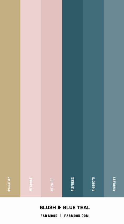 Dusty Blue And Pink Girls Room, Rose And Teal Bedroom, Decorating Colour Schemes, Dusky Pink And Blue Bedroom, Teal Blush And Gold Bedroom, Pink Color Combination For Bedroom, Teal Blush Bedroom, Teal Green Pink Color Schemes, Light Blue Color Combinations Bedrooms