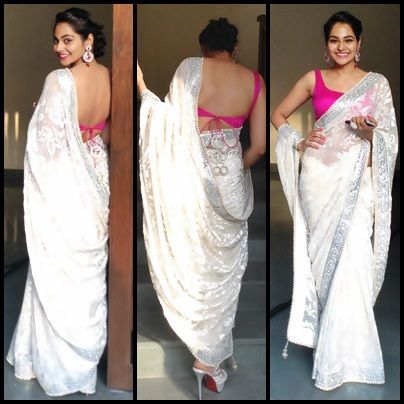 White Saree Pink Blouse, Dreamy Saree, Hp Outfit, Pink Choli, Bollywood Designer Sarees, Saree Blouse Styles, Blouse Indian, Indian Fashion Trends, White Saree