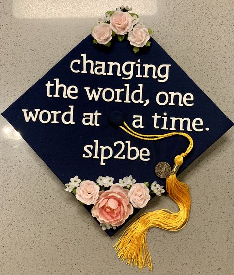 Slp Cap Decoration Graduation, Slp To Be Grad Cap, Graduation Cap Designs Speech Pathology, Asl Graduation Cap, Graduation Cap Designs Slp, Slp Grad Cap, Speech Pathology Graduation Cap, Slp Graduation Cap, Uw Graduation