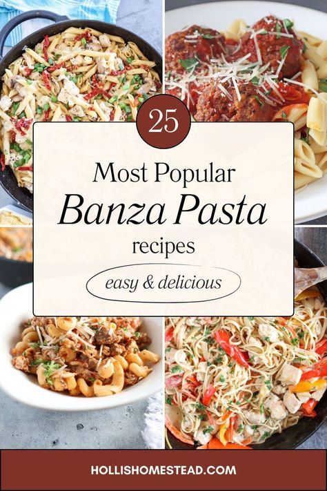 Banza chickpea pasta recipe round up including 25 recipes, pin image with tuscan chicken pasta, Cajun chicken pasta, Pasta Bake and pasta salad. High Fiber Pasta Recipes, Banza Pasta Recipes, Chickpea Pasta Recipes, Protein Pasta Recipes, Banza Chickpea Pasta, Banza Pasta, Traditional Pasta, Pasta Making, Pasta Side Dishes