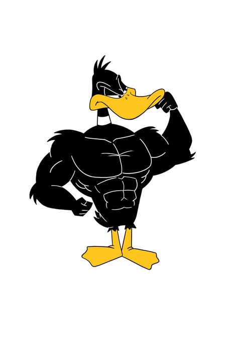 Daffy Duck as a Bodybuilder. Patolino Maromba Cassey Ho, Duck Drawing, Gym Wallpaper, Duck Wallpaper, Bull Tattoos, Gym Art, Tshirt Printing Design, Classic Cartoon Characters, Star Comics