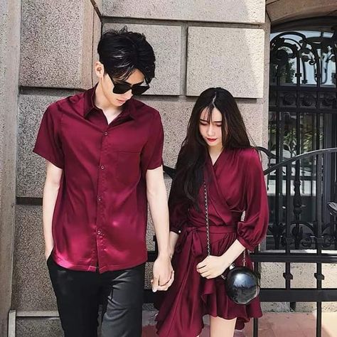 Matching Red Outfits For Couples, Anniversary Outfit Dinner, Couple Outfits Korean, Korean Couple Outfits, Couples Dance, Chinese New Year Outfit, Wife Clothes, Couple Matching Outfits, Outfit Dinner