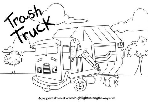 Trash Truck Coloring Sheets featuring Hank and Grandpa Garbage Truck Drawing Easy, Trash Truck Coloring Page, Netflix Trash Truck Birthday Party, Truck Cartoon, Trash Bash, Truck Theme Birthday, Truck Crafts, Trash Party, Trash Truck