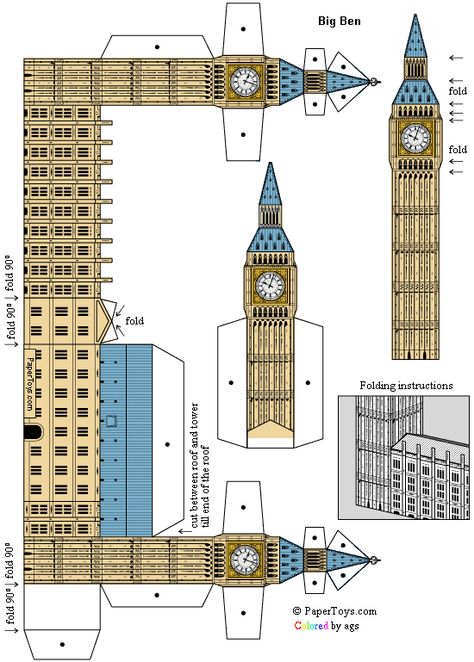 Build Big Ben Big Ben Model, Paper Buildings, Templat Kotak, Paper Toy Printable, British Party, 3d Templates, Vika Papper, Pola Kotak, Free Paper Models