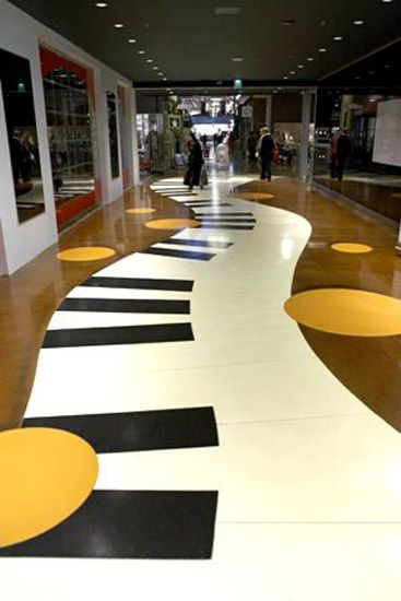 self-leveling-floor-flooring-ideas (5) Self Leveling Floor, Music Notes Decorations, Leveling Floor, Music Room Design, Music Classroom Decor, 3d Flooring, White Bedroom Design, Small Kitchen Tables, Hallway Flooring