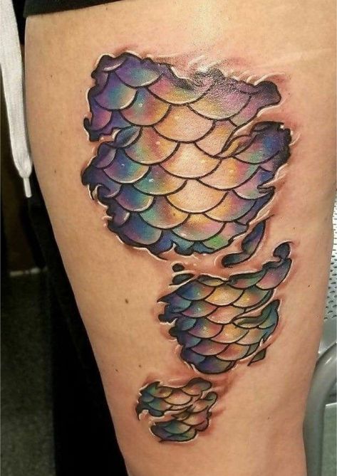 Fish Scale Tattoo, Skin Tear Tattoo, Mermaid Scales Tattoo, Tattoo Mermaid, Scale Tattoo, Healing Tattoo, Disney Tattoo, Fish Tattoo, Mermaid Tattoo