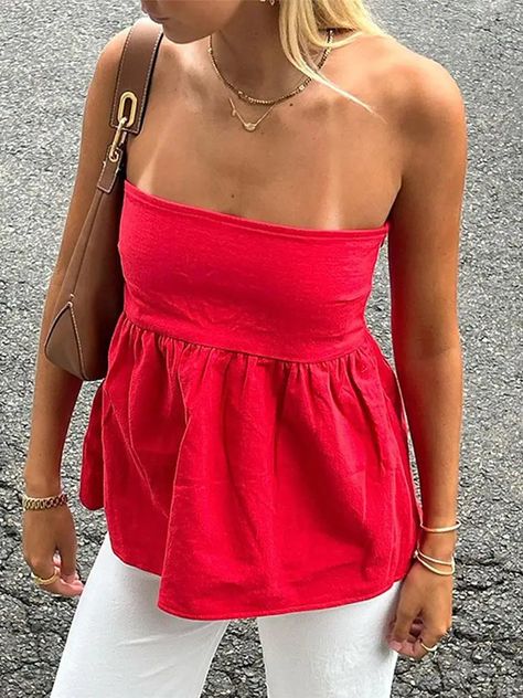 Elevated Going Out Outfits, Cool Tops Aesthetic, Summer Clothes 2024, Summer Top Outfit, Summer Tops Aesthetic, Summer Tops Women, Summer Evening Outfit, 21 Outfits, Strapless Corset Top