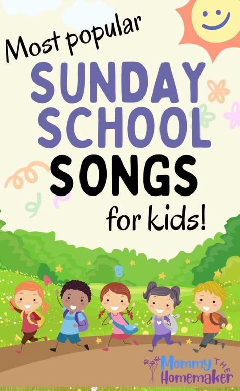 Top 45 Sunday School Songs for Kids (WITH VIDEO) - Mommy the Homemaker Sunday School Songs For Kids, Toddler Songs With Actions, Bible School Songs, Children's Church Songs, Childrens Bible Songs, Kids Worship Songs, Toddler Bible Lessons, Children Prayers, Bible Songs For Kids