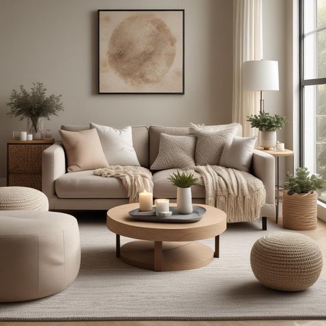 Neutral Living Room Decor Earth Tones, Room Decor Ideas Beige, Table With Candles, Living Room Vibes, Neutral Living Room Decor, Sectional Sofa Beige, Beige Sectional, Living Room Decor Neutral, Room Vibes