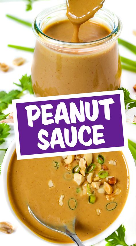 Easy Peanut Sauce (Vegan!) Creamy Peanut Sauce, Vegan Peanut Sauce, Sauce For Vegetables, Garden Grazer, Easy Peanut Sauce, Homemade Peanut Sauce, Peanut Sauce Recipe, Thai Peanut Sauce, Peanut Butter Sauce