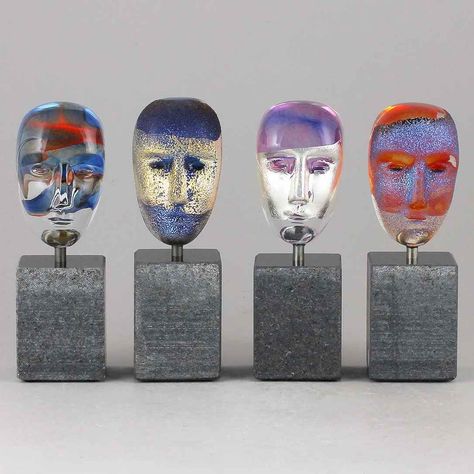 Stone Display, Glass Head, Transparent Objects, Bertil Vallien, Silver Mask, Cast Glass, Wood Model, Resin Sculpture, Kosta Boda