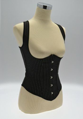 Waistcoat Style, Style Corset, Black Cotton Fabric, Pinstripe Pattern, Underbust Corset, Corset Lingerie, Black Cotton, Cotton Fabric, Lingerie