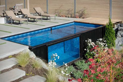 This Shipping Container Swimming Pool Can Be Set up in Minutes Backyard Shipping Container, Mod Pool, Piscina Container, Tiny Pool, Piscinas Pequeñas, Shipping Container Swimming Pool, Ideas De Piscina, Shipping Container Pool, Amazing Swimming Pools