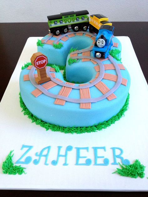 Number 3 Cake, Thomas The Train Birthday Cake, Thomas Birthday Cakes, Construction Birthday Cake, Thomas The Train Birthday, Thomas Train Cake, Birthday Cake Tutorial, Thomas Cakes, Peppa Pig Birthday Cake