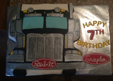 Peterbilt Party Theme, Peterbilt Birthday Party Ideas, Teenager Party, Construction Birthday, Occasion Cakes, Semi Truck, Boy Birthday Parties, 6th Birthday, Peterbilt