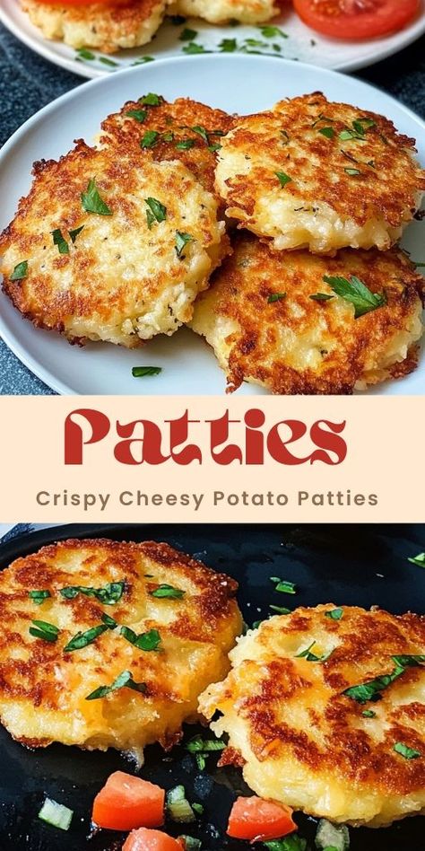 Crispy Cheesy Potato Patties Ingredients: Main Ingredients: 3 large potatoes 1 onion 3 tablespoons flour 1 egg Salt (to taste) #Patties #Cheese Cheese Patties, Simple Family Meals, Budget Family Meals, Potato Patties, Cheesy Potato, Healthy Meals For One, Potato Recipes Side Dishes, Favorite Recipes Dinner, Cheesy Potatoes