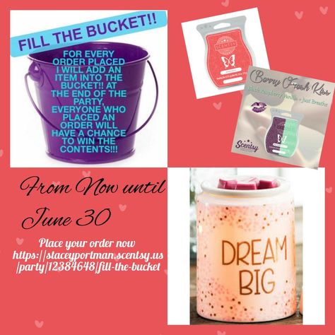 Fill up the bucket raffle Scentsy Bucket Ideas, Scentsy Order, Bucket Ideas, Scentsy Ideas, Wickless Candles, Electric Candle Warmers, Laundry Products, Wax Warmers, Fragrance Wax