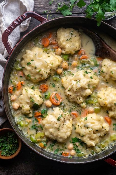 Chickpea and Dumpling Soup Buttermilk Dumplings, Wandering Chickpea, Vegan Buttermilk, Vegan Dumplings, Dumpling Soup, Dumpling Dough, Soup Base, Chickpea Soup, Dumplings For Soup