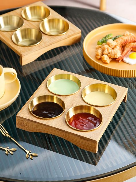 4pcs Sauce Dish & 1pc Tray Kitchen Decor Collections, Cold Dishes, Kitchen Must Haves, Kitchen Dinnerware, Cooking Gadgets, Cute Kitchen, Cool Kitchen Gadgets, Dish Sets, Kitchen Stuff