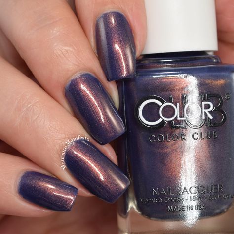 Meteor-Right - Color Club Midnight Muse Collection Violet Nail Polish, Nails Gorgeous, Color Club Nail Polish, Cosmetic Glitter, Color Club, Wine Glass Holder, Nail Files, Find Color, Gold Shimmer