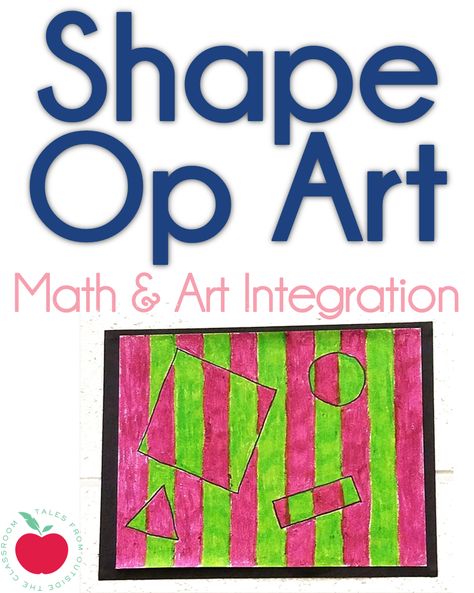 Integrate the visual arts into your math lessons with this fun and easy Op Art project.  Students practice recognizing properties of shapes.  Shapes used can be changed to meet your grade level and student needs. Art Integration Project, Easy Op Art, Art Math, M C Escher, 2nd Grade Art, Arts Integration, First Year Teachers, Optical Illusions Art, Second Grade Math