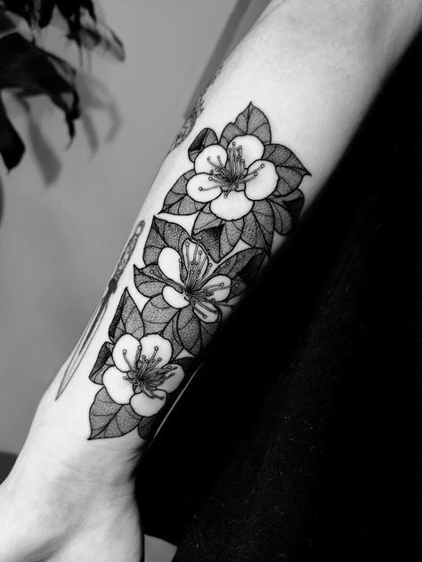 Blackwork ume flowers tattoo Flowers Tattoo, Flower Tattoos, Tattoos, Flowers