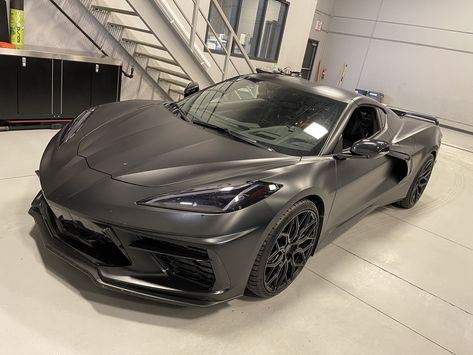 Matt black Corvette C8 Matte Black, Matte Black Corvette, Black Corvette C8, Corvette 2020, Zo6 Corvette, Black Corvette, C8 Corvette, Corvette C8, Corvette Convertible